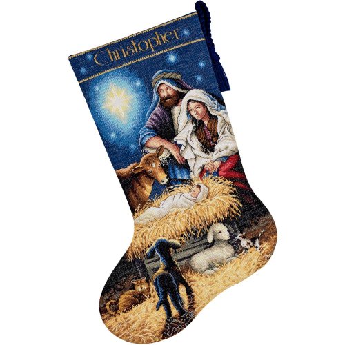 (image for) Gold Collection Holy Night Stocking Counted Cross Stitch Kit